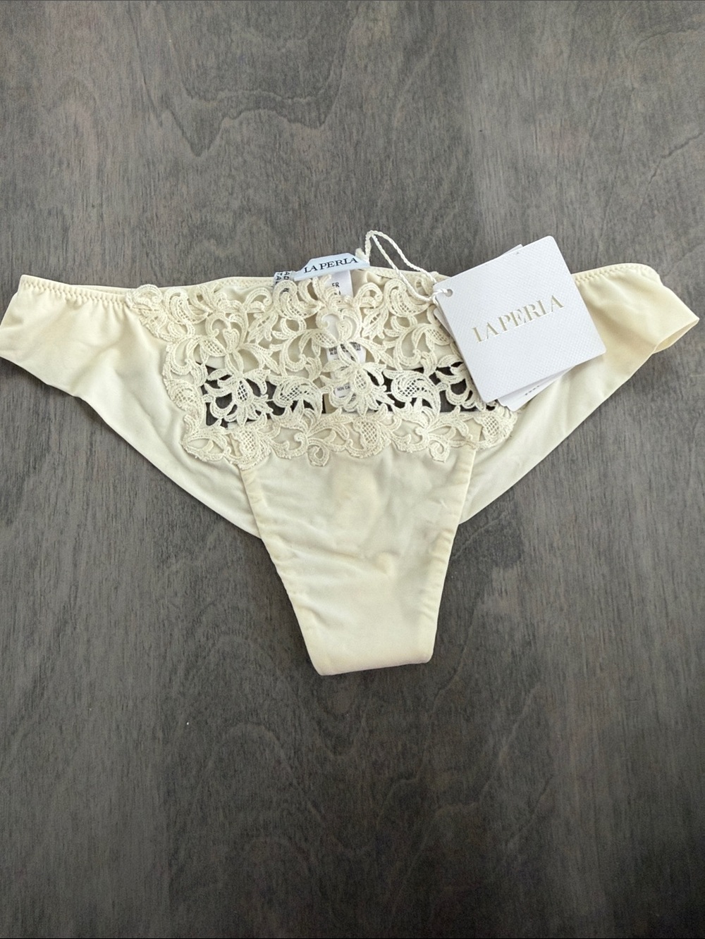La Perla Ivory Lace-Front Bikini Panty